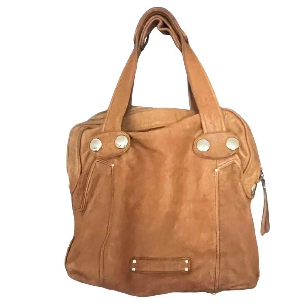 Everyday Cognac Leather Satchel Handbag - Women